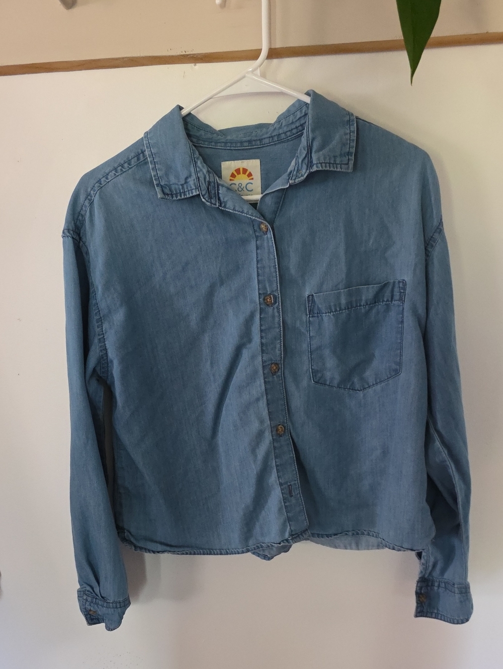 C&C California Light Blue Denim Shirt with Sun Logo